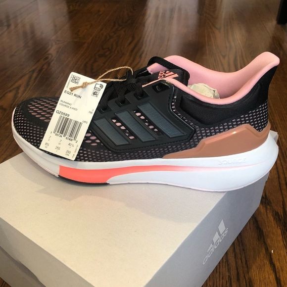 ADIDAS Womens EQ21 Grey and Pink Running Shoes Sz 8.5 - Picture 1 of 15